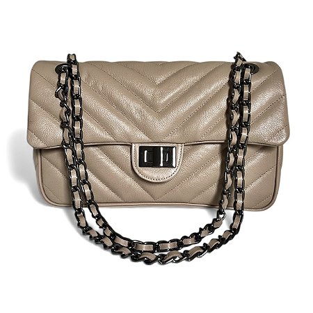 Bolsa Alça Corrente Onix Couro Legítimo Paris Nude