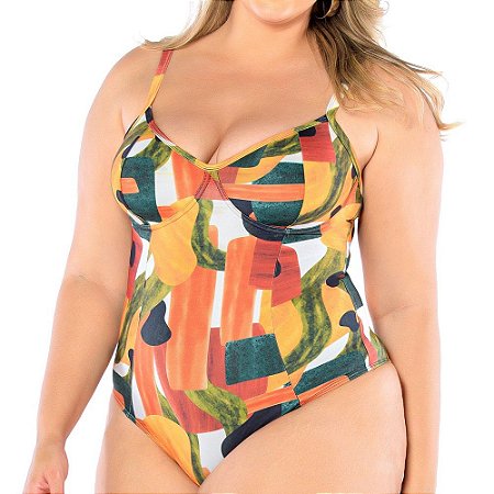 Maiô Firmador Estampado Plus Size - Banho de Mar