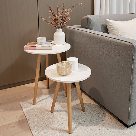 Conjunto de Mesinhas de Canto E Apoio Para Sala Decorativa