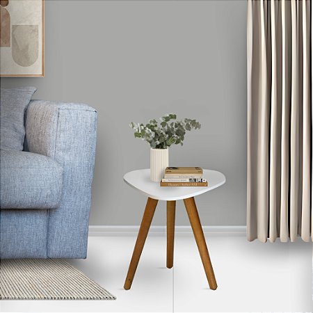 Mesinha Lateral Redonda Sala Pe Palito Retro Decorativa Tampo Orgânico
