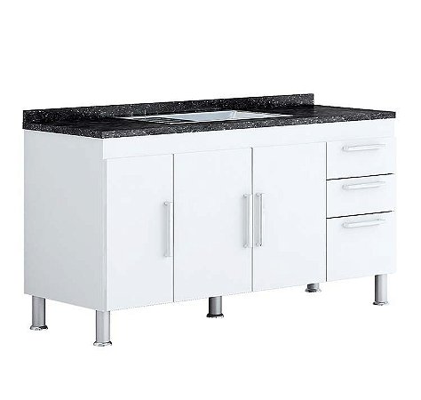 Balcão Gabinete para Pia de Cozinha 1,50 - Branco