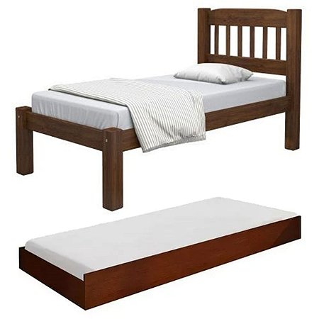 Cama  Solteiro com Auxiliar Madeira Maciça Super Resistente