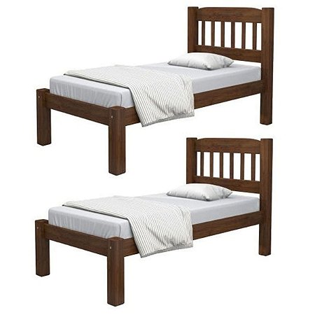 Kit com 2 Camas de Solteiro Madeira Maciça Super Resistente