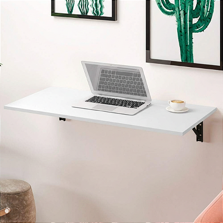 Mesa De Parede Dobravel Supensa Com Suporte 50x35 Branca