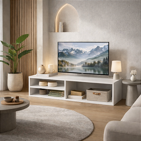 Rack Suspenso Painel Branco Com Nicho para TV até 50"