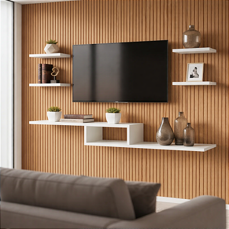 Rack Nicho Suspenso Para Quarto E Sala Com 4 Prateleiras