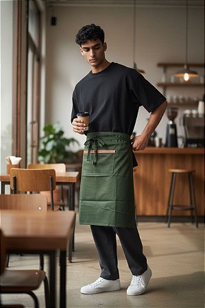 Avental Jeans Jardineira Bolso Superior