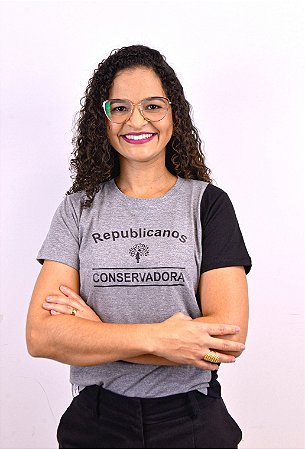 CAMISETA FEMININA BABY LOOK PRETA E CINZA CONSERVADORA