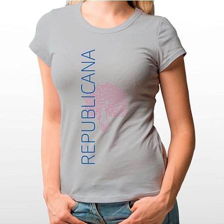 Camiseta Feminina Baby Look Cinza Republicana