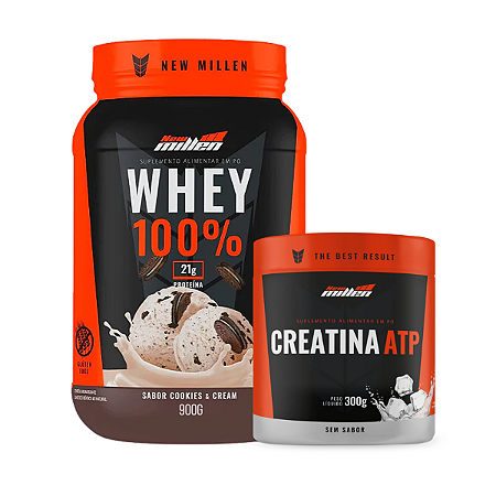 Whey 100% 900g + Creatina ATP 300g - New Millen