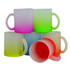 Caneca Vidro Jateado Base Degradê Colorida Sublimação  325ML