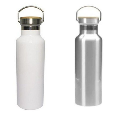 Garrafa Térmica Aço Inox com Tampa Bambu 500ml Sublimação