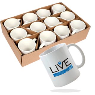 12 Canecas Branca Cerâmica Live 325ML Sublimação