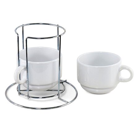 Kit 2 xícaras 150ml e Suporte de metal Sublimação
