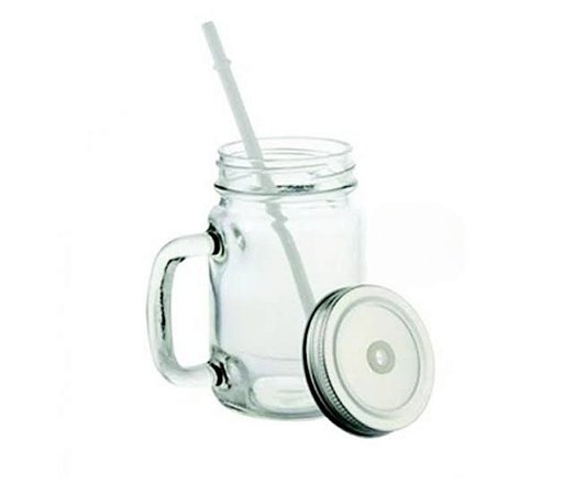 Caneca Mason Jar Cristal 450ml Sublimação