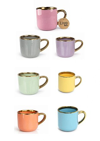 Caneca Imperial Colorida Alça e Borda Cromada 400ml Sublimação