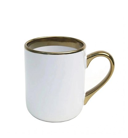 Caneca Imperial Branca Alça e Borda Cromada 325ml Sublimação