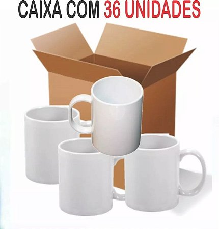 Caixa 36 Canecas Branca Cerâmica MUG PRINT 325ML Sublimação