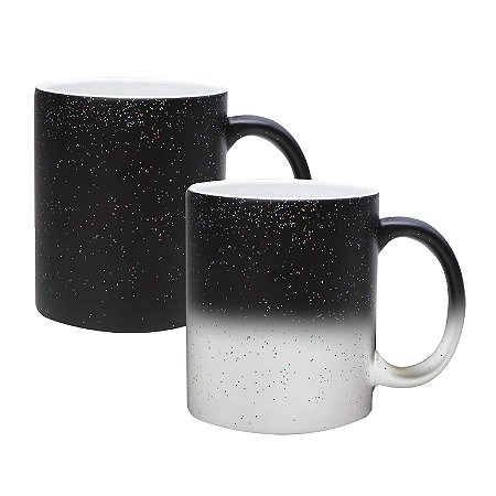 Caneca Magica Preta Com Glitter Sublimação