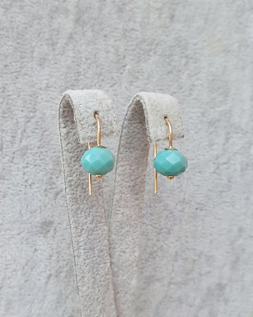 Brinco Pedra Natural Howlita Turquesa - Folheado a Ouro 18K