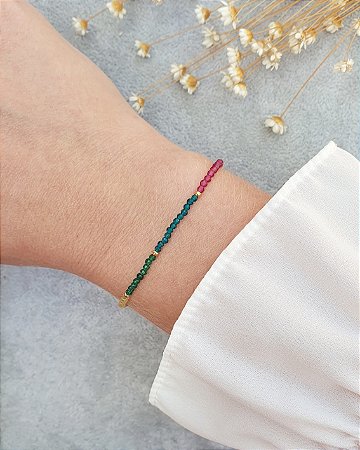 Pulseira Cristais Color Folheada a Ouro 18k