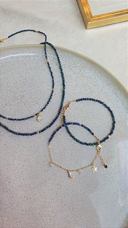 Pulseira Aurion Lápis-Lazuli - Folheado a Ouro 18k