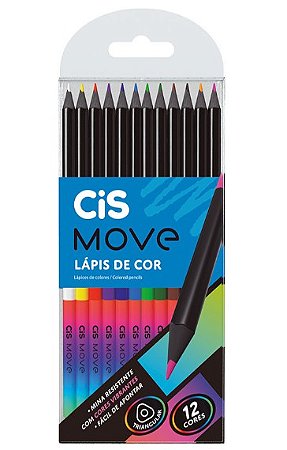 Lápis de cor Cis Move 12 cores vibrantes