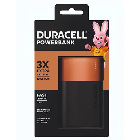 Powerbank Duracell 10050 mAh - 3 Cargas Extra