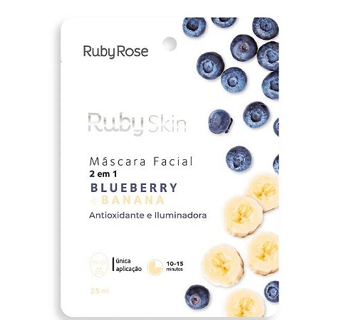 Máscara Facial de Tecido Blueberry e Banana - Ruby Rose