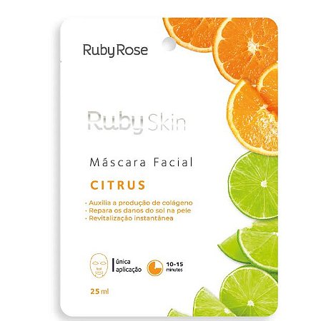 Máscara Facial de Tecido Citrus - Ruby Rose