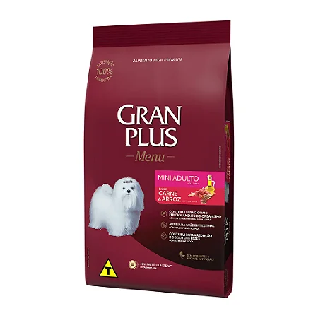 Ração Gran Plus Menu Cães Adultos Mini Carne e Arroz 10,1 Kg
