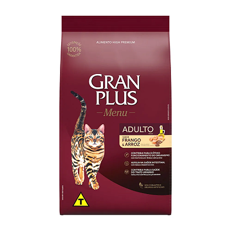 Ração Gran Plus Menu Gatos Adultos Frango e Arroz 10,1 Kg