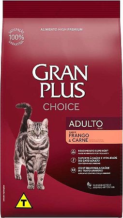 Ração Gran Plus Choice Frango e Carne para Gatos Adultos 10,1 Kg