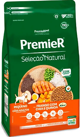 Ração Premier Pet Seleção Natural Frango Korin com Chia e Quinoa Cães Adultos Raças Pequenas
