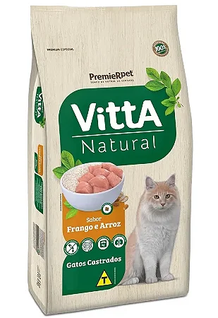 Ração Vitta Natural Gatos Castrados Sabor Frango e Cereais 10,1 kg