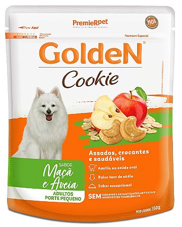 Biscoito Golden Cookie para Cães Adultos de Porte Pequeno Sabor Maçã e Aveia 350g