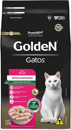 Ração Golden Gatos Adultos Castrados Sabor Peixe