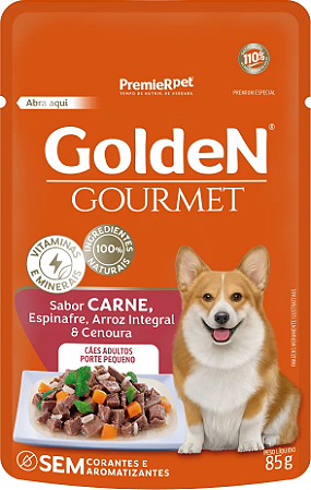 Ração Úmida Golden Gourmet para Cães Adultos de Porte Pequeno Sabor Carne 85g