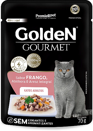Ração Úmida Golden Gourmet para Gatos Adultos Sabor Frango 70g