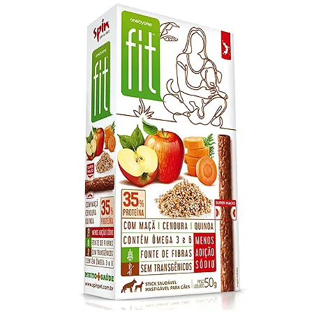 Petisco Spin Pet Stick Fit maçã, cenoura e quinoa 50g