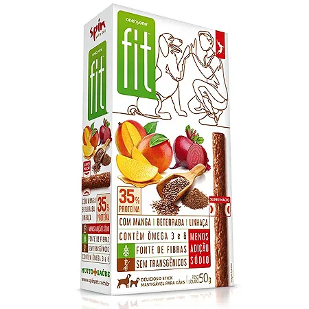 Petisco Spin Pet Stick Fit Manga, Beterraba e Linhaça 50g