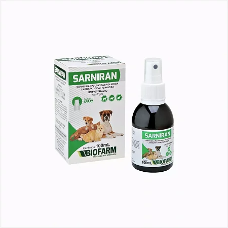 Spray Sarnicida Sarniran para Cães E Gatos 100ml BIOFARM