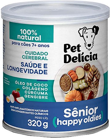 Ração Úmida Natural Pet Delícia Sênior Happy Oldies para Cães Idosos +7 Anos 320g
