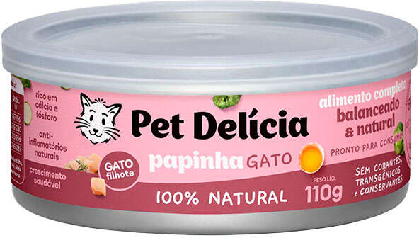 Ração Úmida Natural Pet Delícia Papinha para Gatos Filhotes 110g