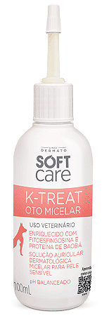 Limpador Auricular Soft Care K-Treat Oto Micelar para Cães e Gatos 100ml