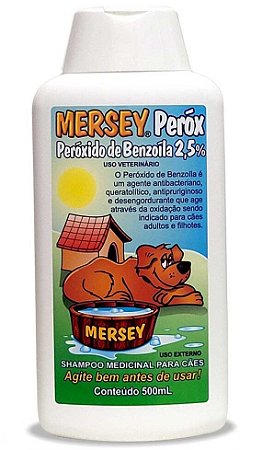 Shampoo Mersey Peróxido de Benzoila para Cães, Gatos e Equinos 500ml