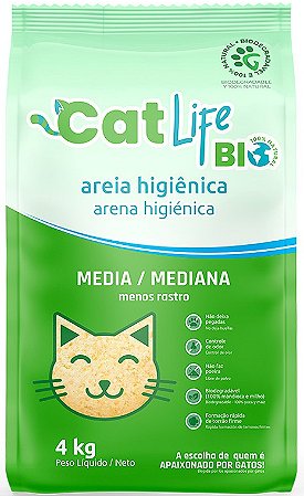 Areia Higiênica Cat Life Bio Grãos Médios para Gatos 4 Kg