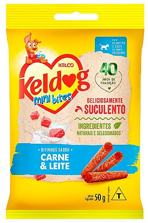 Bifinho Keldog Mini Carne e Leite para Cães 50g