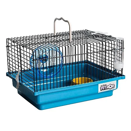 Gaiola Jel Plast Brasileirinha para Hamster Preta e Azul