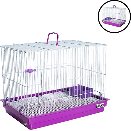 Gaiola Jel Plast para Coelhos Teto Reto Lilás